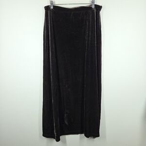 Vtg 90s Y2K Dark Chocolate Brown Velvet Maxi Skirt Pull On Grunge Whimsigoth XL